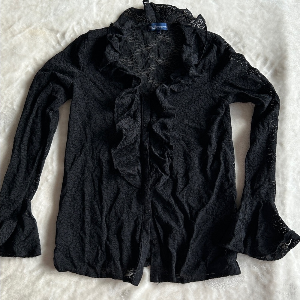 Thyme Maternity Black Women's Lace Top Size Small
